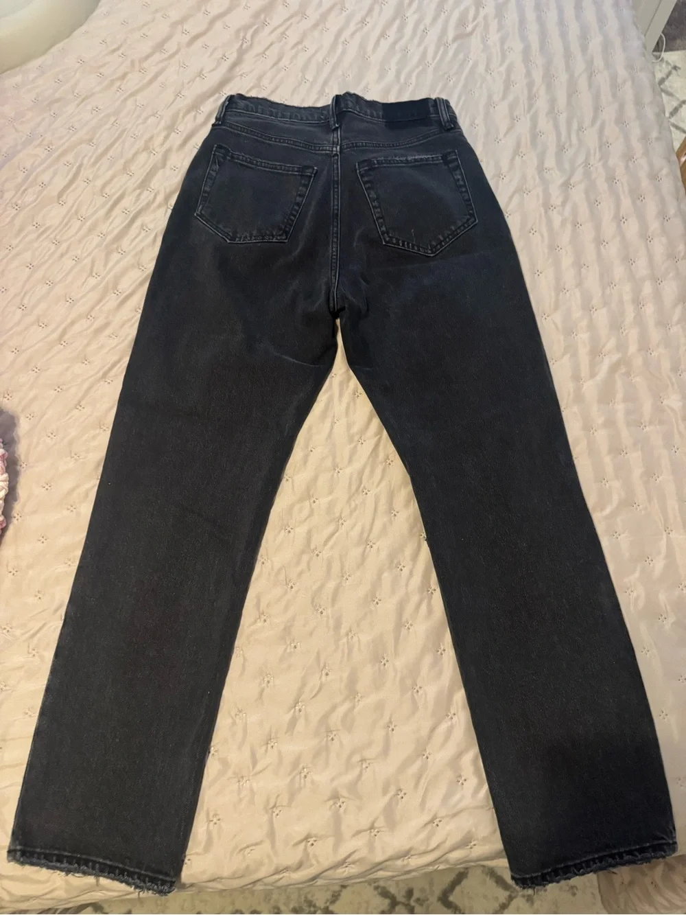 (LONG Length) Black Distressed Straight-Leg Jeans ABERCROMBIE